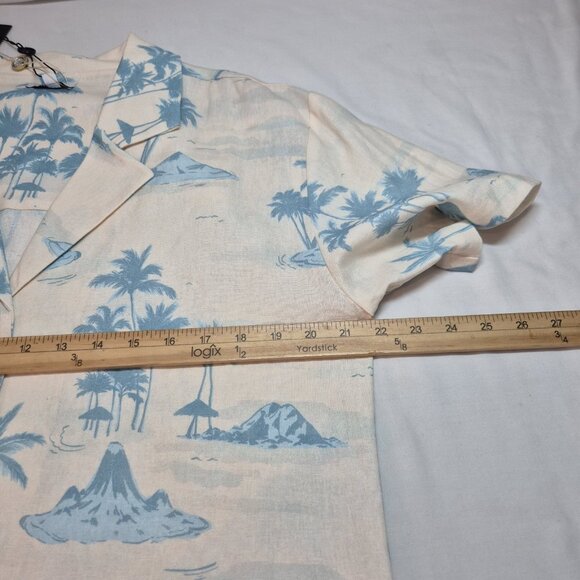 Gianni Bini Womens Size M Margaux Palm Tree Button Front Linen Blend Blouse (62) - Picture 7 of 11